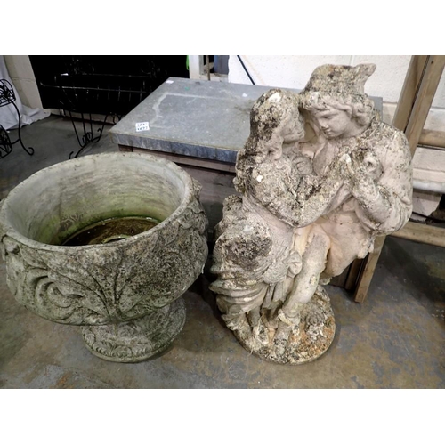 1644 - Large reconstituted stone planter and another. Not available for in-house P&P