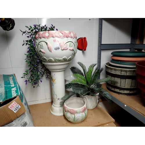 1658 - Three ceramic planters including a CLF Francis piece, H: 66 cm. Not available for in-house P&P