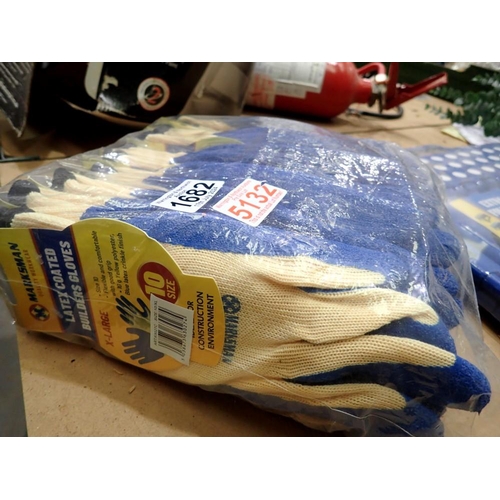 1682 - Sealed Marksman latex covered builders gloves. UK P&P Group 2 (£20+VAT for the first lot and £4+VAT ... 