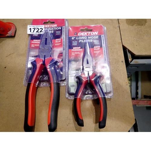 1722 - Two pairs of Dekton pliers, new old stock. Not available for in-house P&P