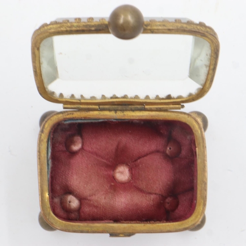 103 - Continental 19th century ring casket with glazed cover, scratches and nibbles to the glass lid, wear... 