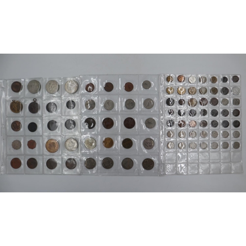 116 - Three sheets of mixed world coins. UK P&P Group 1 (£16+VAT for the first lot and £2+VAT for subseque... 