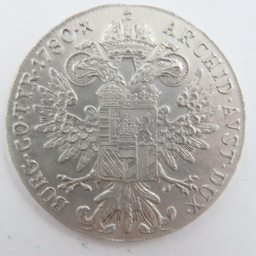 129 - 1780 Austrian silver restrike thaler of Maria Theresa. UK P&P Group 0 (£6+VAT for the first lot and ... 