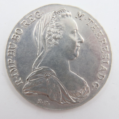 129 - 1780 Austrian silver restrike thaler of Maria Theresa. UK P&P Group 0 (£6+VAT for the first lot and ... 