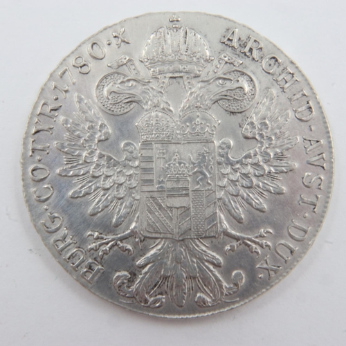 130 - 1780 Austrian silver restrike thaler of Maria Theresa. UK P&P Group 0 (£6+VAT for the first lot and ... 