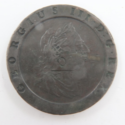 135 - 1797 Cartwheel twopence coin with countermark - Soho mint. UK P&P Group 1 (£16+VAT for the first lot... 