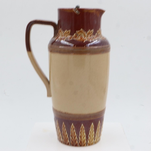 148 - Doulton Victorian stoneware jug, no cracks or chips, H: 24 cm. UK P&P Group 2 (£20+VAT for the first... 