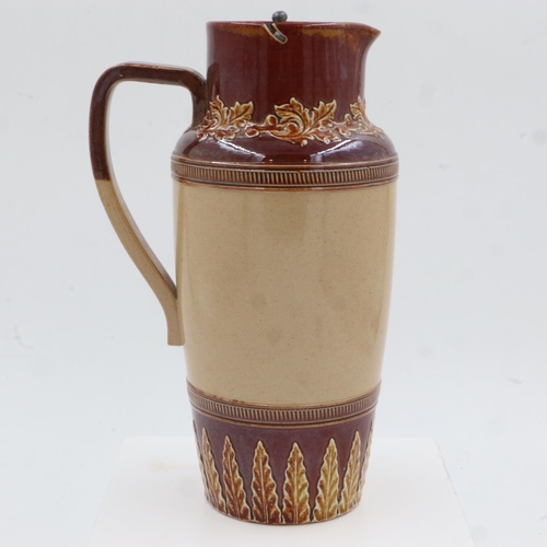 148 - Doulton Victorian stoneware jug, no cracks or chips, H: 24 cm. UK P&P Group 2 (£20+VAT for the first... 