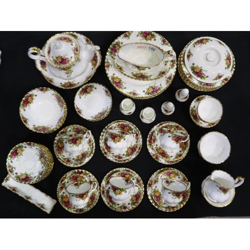 149 - Royal Albert dinner and tea service in the Old Country Roses pattern of seventy two pieces. Not avai... 