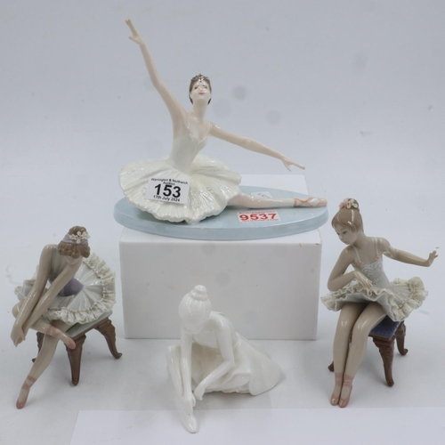 153 - Darcey Bussel collection ballerina figure 'Odette' No 792 Ltd Ed by Coalport, two seated ballerina's... 