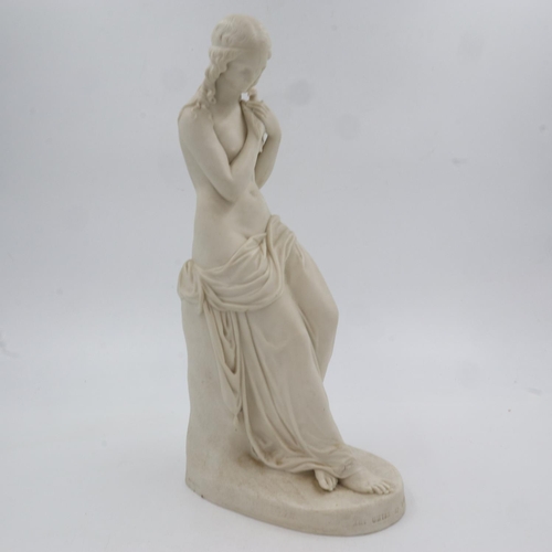 168 - Copeland Parian ware nude with dove sculptures by J. M Foley incised art union of London 1840, chip ... 