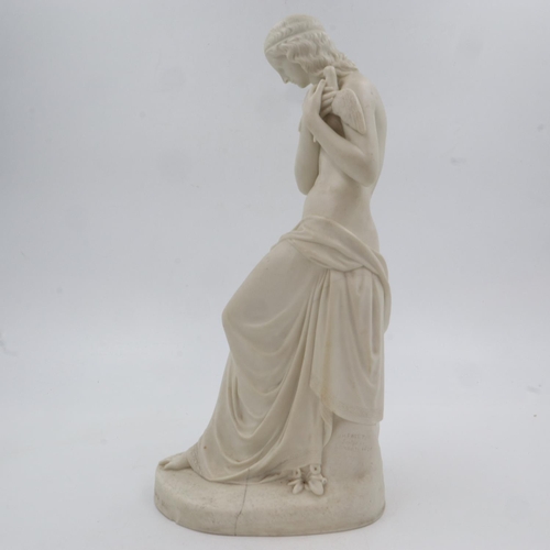 168 - Copeland Parian ware nude with dove sculptures by J. M Foley incised art union of London 1840, chip ... 