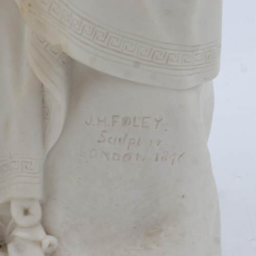 168 - Copeland Parian ware nude with dove sculptures by J. M Foley incised art union of London 1840, chip ... 