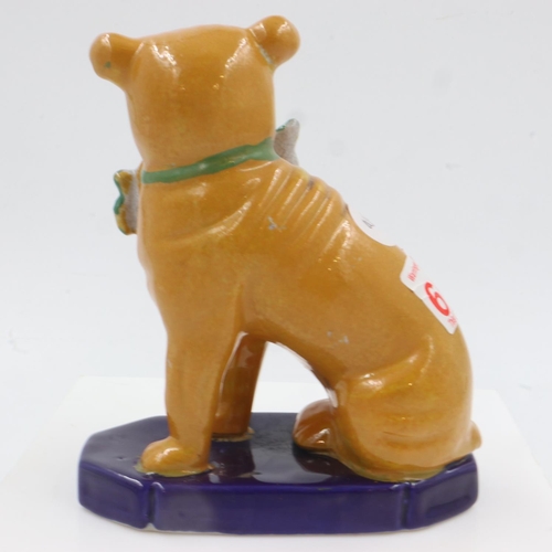 175 - Oriental dog with basket of pups, no cracks or chips, H: 15 cm. UK P&P Group 1 (£16+VAT for the firs... 