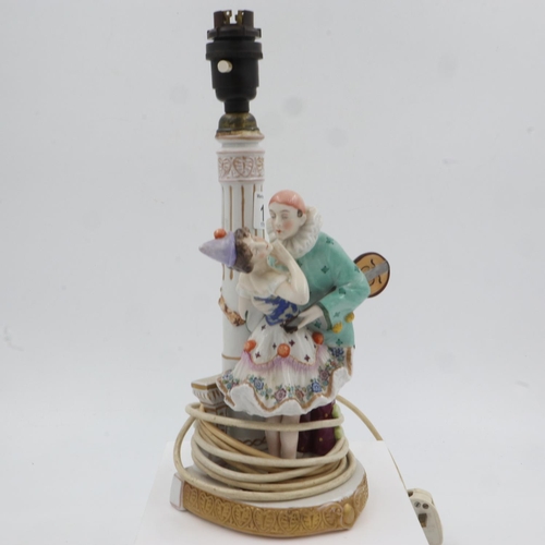 177 - Pierrot & Columbine table lamp, overall H: 33 cm. All electrical items in this lot have been PAT tes... 