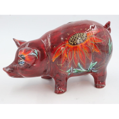 186 - Anita Harris large figure of a pig, signed in gold, no cracks or chips, L: 34 cm. UK P&P Group 2 (£2... 