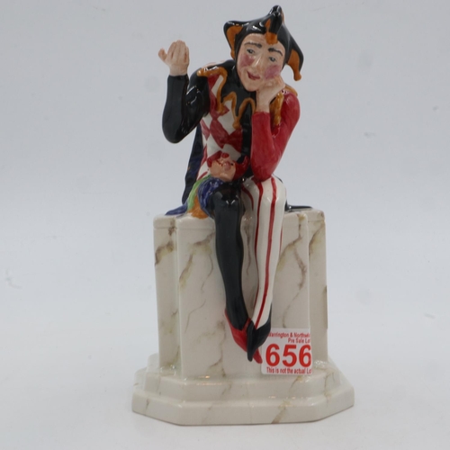 187 - Carlton Ware figurine, The Jester, show special, gold back stamp, no cracks or chips, H: 21 cm. UK P... 