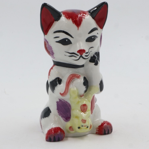 190 - Lorna Bailey cat, Mousetrap, no cracks or chips, H: 13 cm. UK P&P Group 1 (£16+VAT for the first lot... 