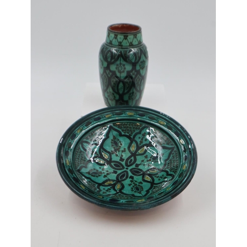 222 - Islamic vase and bowl, vase H: 20 cm, wear to rims of both. UK P&P Group 3 (£30+VAT for the first lo... 