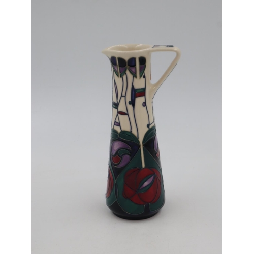 228 - Rachel Bishop for Moorcroft tribute to Charles Rennie Mackintosh tapering jug, initialled and stampe... 