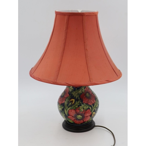 229 - Shirley Hayes for Moorcroft, a table lamp in the Pheasants Eye pattern, with shade, overall H: 55 cm... 