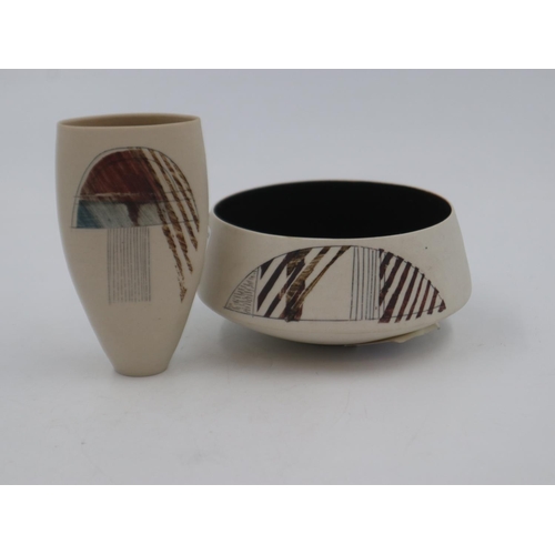 235 - Two pieces of John Weber studio pottery, largest H: 10.5cm, no cracks or chips. UK P&P Group 2 (£20+... 