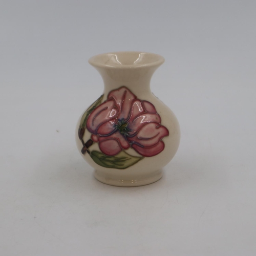 236 - Small Moorcroft cream vase, H: 90 mm. UK P&P Group 1 (£16+VAT for the first lot and £2+VAT for subse... 