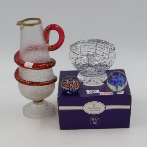 247 - Collection of crystal and glass ware to include a boxed Royal Doulton fruit bowl, crystal posy bowl,... 