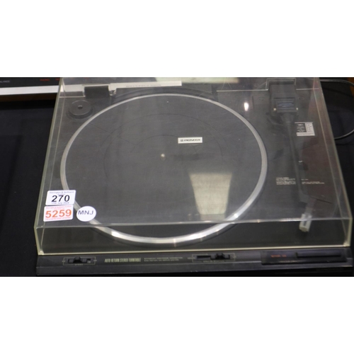 270 - Pioneer PL470 stereo turntable with new stylus. Working. All electrical items in this lot have been ... 