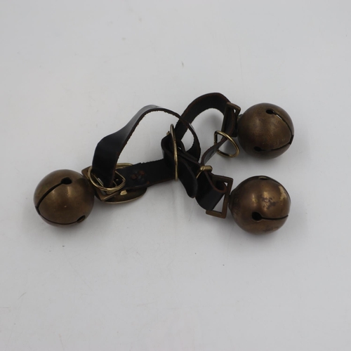 300 - Victorian Hansom cab bells, marked Victoria No23, on leather straps. UK P&P Group 1 (£16+VAT for the... 