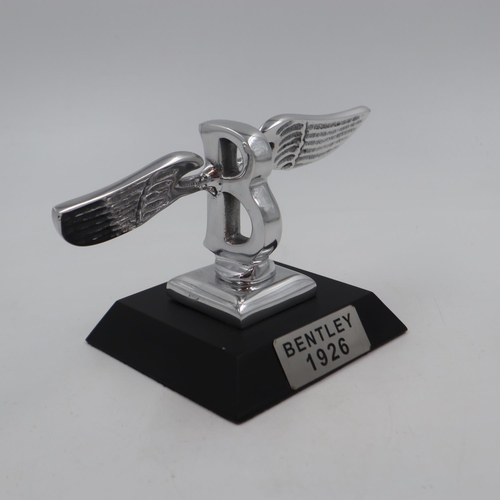 307 - Chrome Bentley B on base, 1926, H: 12 cm. UK P&P Group 1 (£16+VAT for the first lot and £2+VAT for s... 