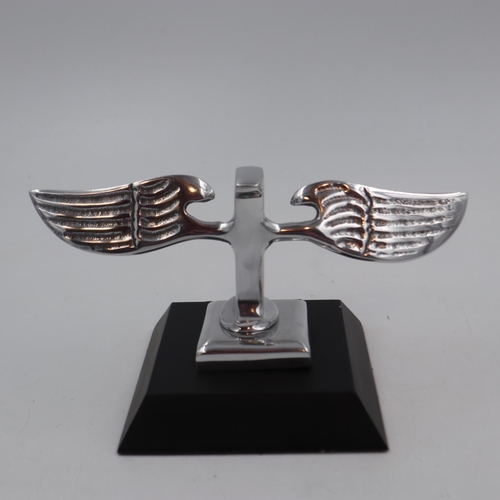 307 - Chrome Bentley B on base, 1926, H: 12 cm. UK P&P Group 1 (£16+VAT for the first lot and £2+VAT for s... 