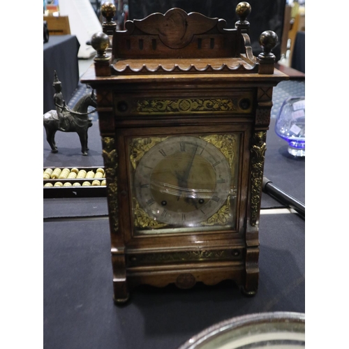 320 - Winterhalder & Hoffmeier walnut cased chiming bracket clock, H: 44 cm, working at lotting. Not avail... 