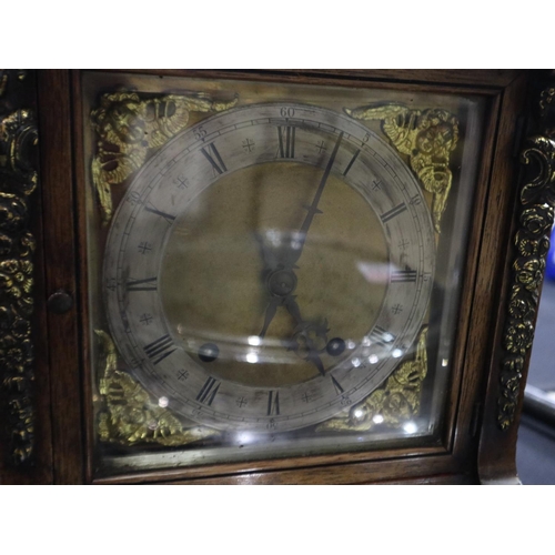 320 - Winterhalder & Hoffmeier walnut cased chiming bracket clock, H: 44 cm, working at lotting. Not avail... 