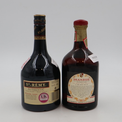 324 - 70cl bottle of St-Remy French brandy and a 70cl bottle of Drambuie. UK P&P Group 3 (£30+VAT for the ... 