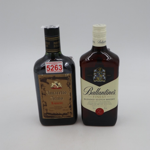 325 - 70cl bottle of Ballantines blended whisky and a 70cl bottle of Amaretto Arno. UK P&P Group 3 (£30+VA... 