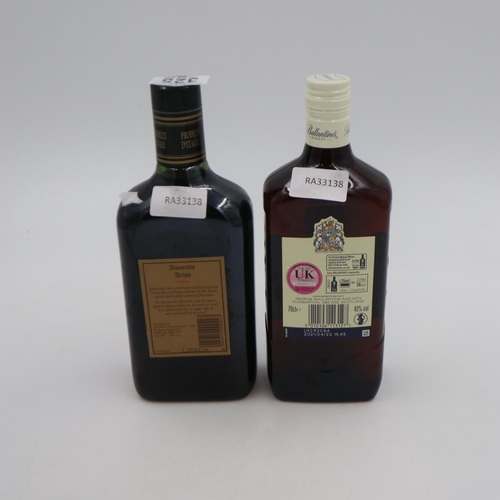 325 - 70cl bottle of Ballantines blended whisky and a 70cl bottle of Amaretto Arno. UK P&P Group 3 (£30+VA... 