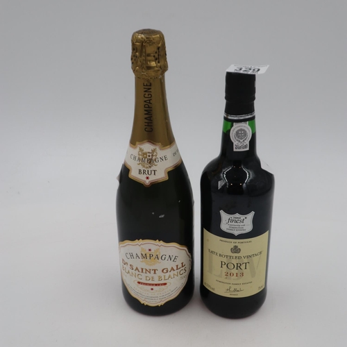 329 - 75cl bottle of Saint Gall Champagne and a 75cl bottle of Symington Estates 2013 late bottled vintage... 