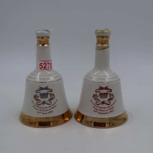 334 - Two 50cl Bells decanters for the births of Prince William and Prince Henry. UK P&P Group 3 (£30+VAT ... 