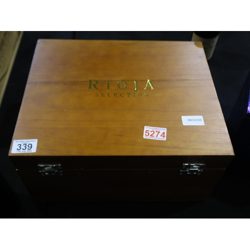 339 - Six bottles of Reserve Rioja in a wooden presentation case. Not available for in-house P&P