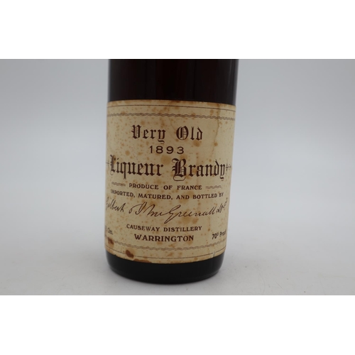 341 - 24 fluid ounce bottle of Gilbert & John Greenhall Ltd, Very Old 1893 liqueur brandy, marked as 70% p... 