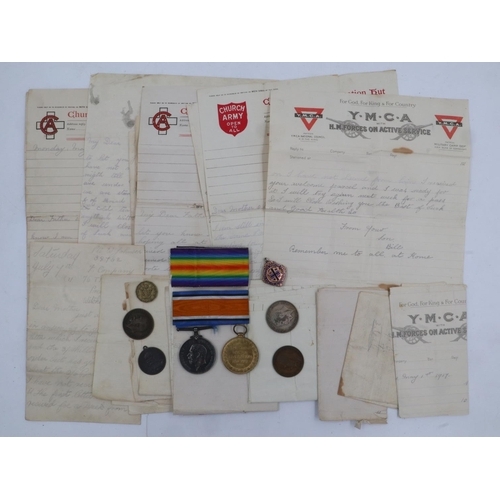 2261 - British WWI medal pair, to 95294 Private W M Johnson, Liverpool Regiment, with various family corres... 