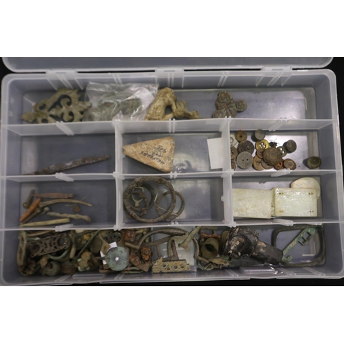 119D - Box of mostly UK metal detecting finds dating back to Celtic bronze age. UK P&P Group 1 (£16+VAT for... 