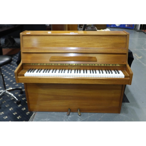 275 - Kastner-Welhau short overstrung piano in light oak. Not available for in-house P&P