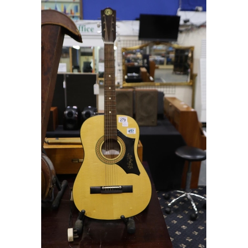 279 - K (Tiesco) steel string acoustic guitar (K200) with adjustable bridge, D&G tuning pegs, requires new... 