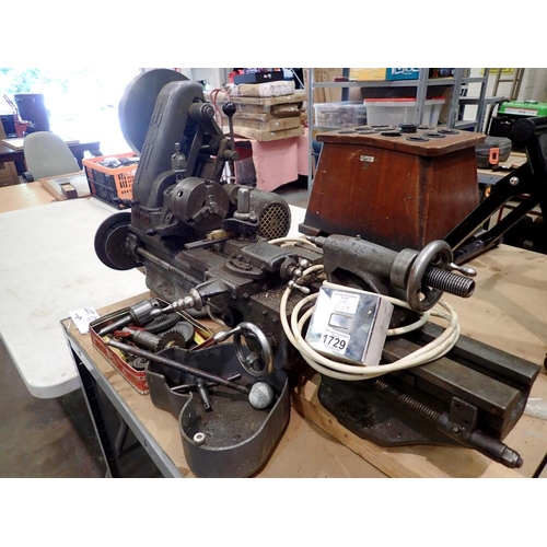 1729 - Myford large metal lathe with accessories, model M80B4, L: 100 cm, H: 60 cm. All electrical items in... 