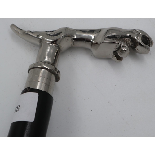 322 - Chrome Jaguar handled walking stick. UK P&P Group 3 (£30+VAT for the first lot and £8+VAT for subseq... 