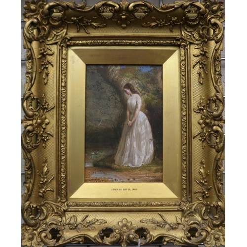 2009 - Attributed to Edward Thompson Davis (1833-1867): oil on board, Lady by a stream, unsigned, attributi... 