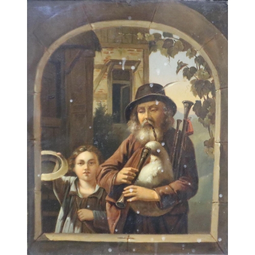 2019 - 17th Century Circle of Abraham Bloemaert (1564-1651): oils on copper panel, Bagpiper with child with... 