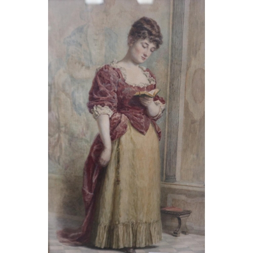 2021 - Annie Mary Youngman (1860-1919): watercolour, At Devotion, unusually being a figural portrait (Young... 